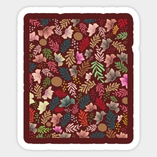 Colorful Flowers And Leaves Pattern Design Sticker